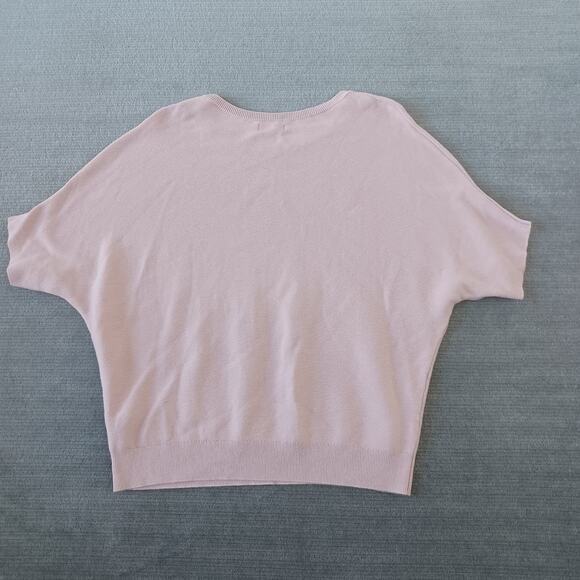 Quince Shirt Women L Pink Cotton Cashmere Link-Stitch Dolman Sweater Sugar Stone - Picture 2 of 9